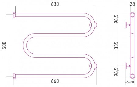 Полотенцесушитель водяной Сунержа М-образный 50х65 золото