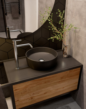 Раковина накладная 35.5см AQUAme AQM5012MDG серый матовый