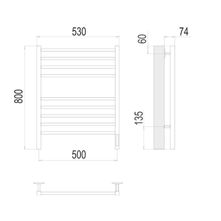 Полотенцесушитель электрический Terminus Сицилия П8 50х80 КС 903, белый матовый
