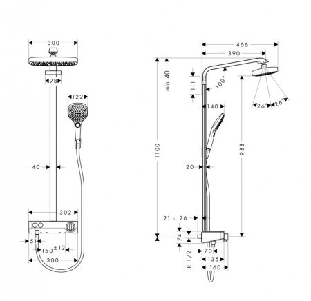 Душевая стойка Hansgrohe Raindance Select E 27283000 хром