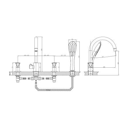 Смеситель на борт ванны D&K Hessen DA1384901, хром