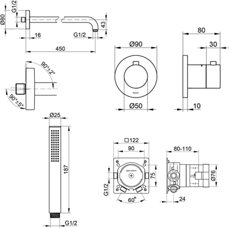 Встраиваемая душевая система Keuco IXMO 59602010001 хром