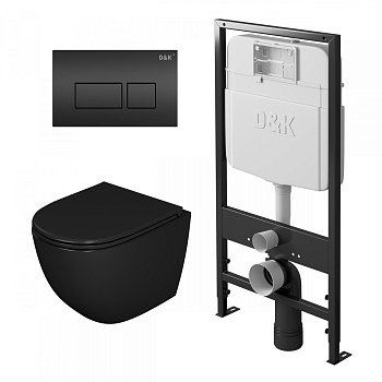 Комплект (инсталляция + унитаз + клавиша смыва) D&K Matrix DS1392501 черный матовый
