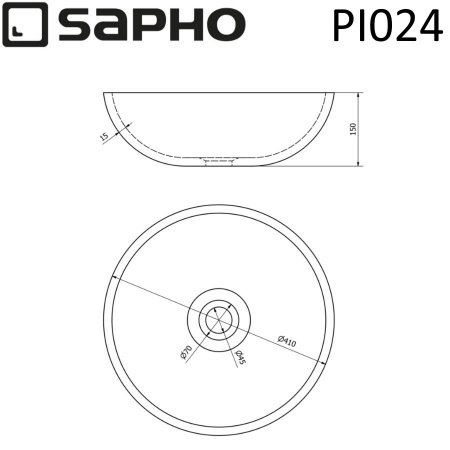 Раковина накладная 41см SAPHO PRIORI PI024 серый