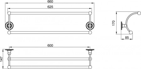 Полотенцедержатель Timo Nelson 160056/02 antique двойной Бронза