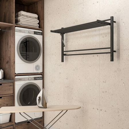 Полотенцесушитель электрический с полкой Terminus Горизонт П8 100х60 КС, черный муар