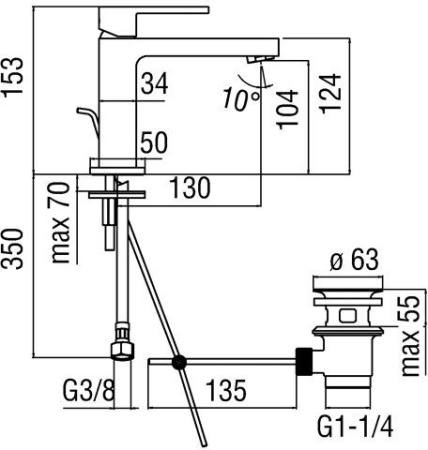 Смеситель для раковины Nobili Up UP94118/1CR Хром