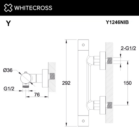 Смеситель термостатический для душа WHITECROSS Y Y1246NIB (брашированный никель)
