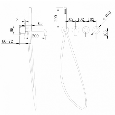 Смеситель ABBER Wasser Kreis AF8130NG для ванны скрытого монтажа, никель