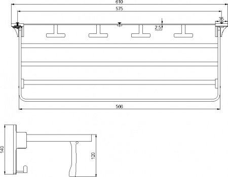 Полка для полотенец Rush Edge 60 ED77622 Хром