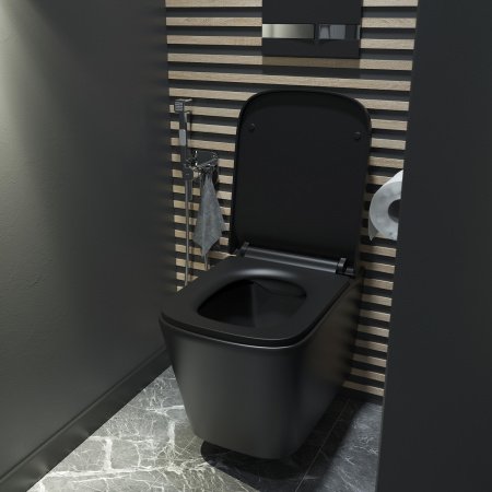 Унитаз подвесной IDDIS Bild BILR2BMi25 черный матовый, с сиденьем микролифт