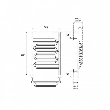Полотенцесушитель водяной Point Юпитер примиум PN01156S П5 500x600, хром