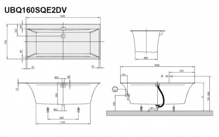 Квариловая ванна Villeroy & Boch Squaro Edge 12 UBQ160SQE2DV-01 alpin