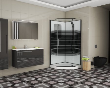 Душевая кабина Grossman GR271D 90x90x205 профиль черный, стекло прозрачное с узором