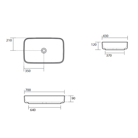 Раковина полувстраиваемая / накладная 70см Kerasan Tribeca 460201 белый