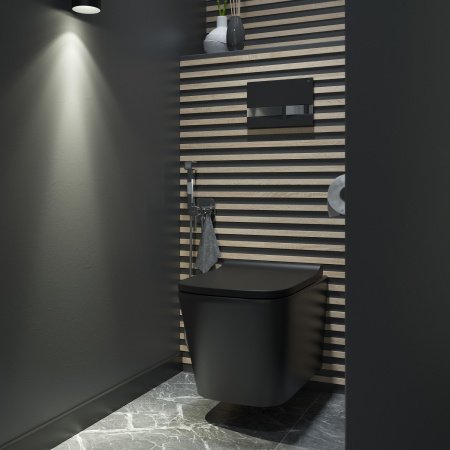 Унитаз подвесной IDDIS Bild BILR2BMi25 черный матовый, с сиденьем микролифт