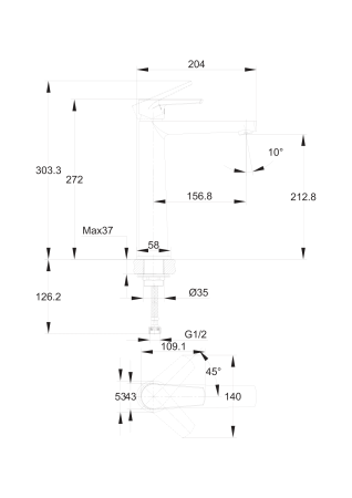 Смеситель для раковины Cersanit MODUO 64095 хром
