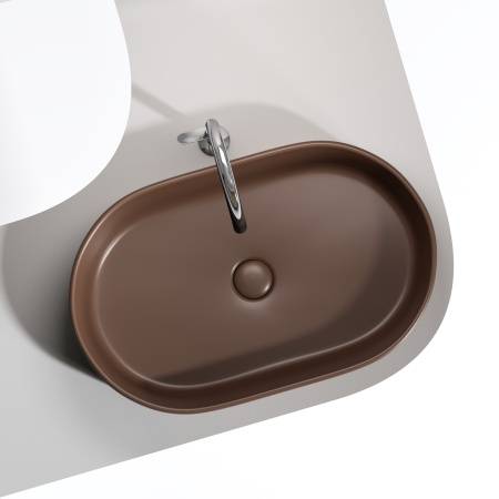 Раковина накладная 60см Ceramica Nova Element CN6048MDB коричневый матовый