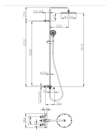Душевая стойка с термостатом Bossini Elios L10402.1.030 хром