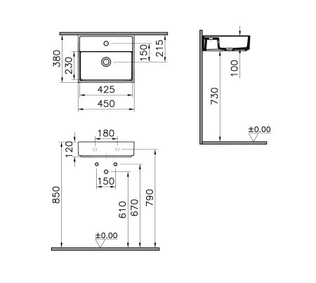 Раковина накладная 45см Vitra ArchiPlan 7400B003-0001 белый