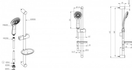 Душевой гарнитур Vitra Samba 3F A45680WSA Хром
