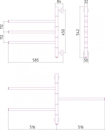 Полотенцесушитель электрический Сунержа Триада 54х58.5 белый матовый