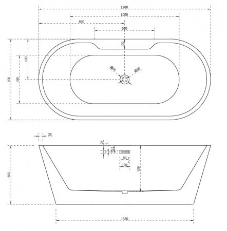 Акриловая ванна ABBER AB9299-1.7