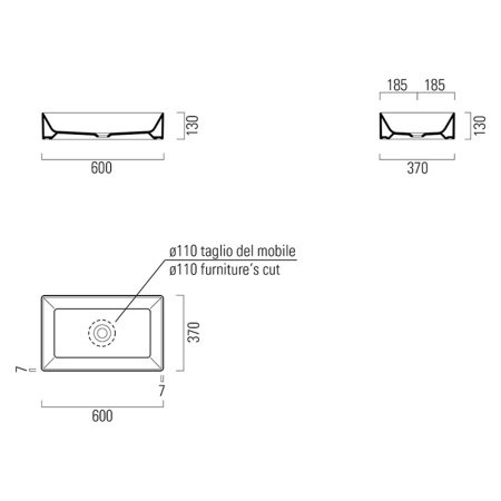 Раковина накладная 60см GSI Kube X 945311 белая