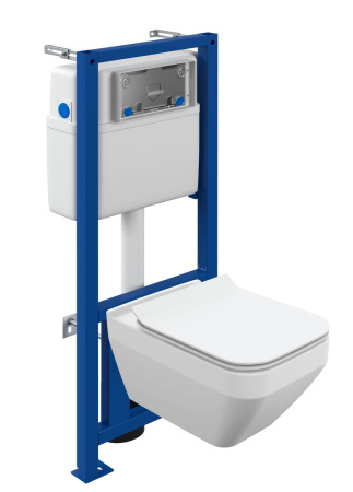 Комплект (унитаз + инсталляция + сиденье с микролифтом) Cersanit CREA SQUARE 63997 белый, без клавиши смыва