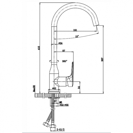 Смеситель для кухни Bravat Arden F7351385CP-RUS хром