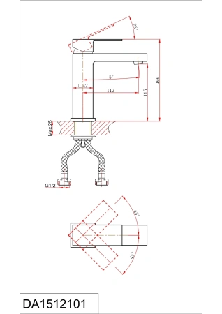 Смеситель для раковины D&K Bayern.Liszt DA1512107, золото матовое