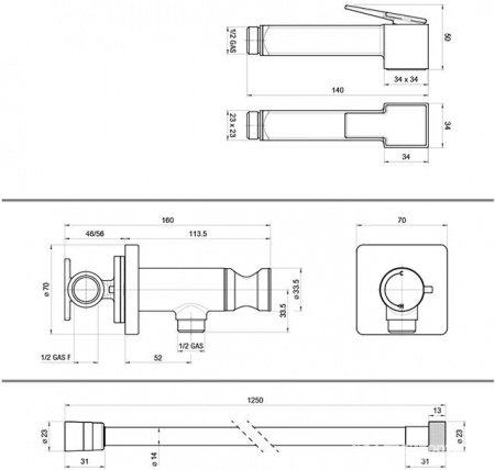 Гигиенический душ со смесителем Bossini Paloma Flat E37015B.045 белый матовый