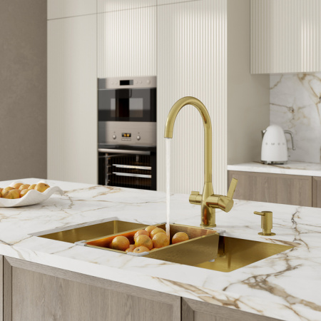 Смеситель для кухни с каналом для фильтрованной воды, матовое золото, Pure, IDDIS PURMGFJi05