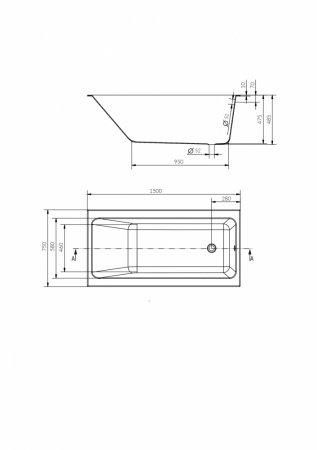 Ванна прямоугольная Cersanit CREA 150x75