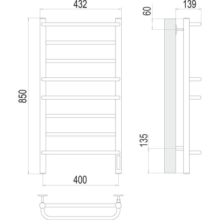 Полотенцесушитель электрический Terminus Евромикс П8 40х85