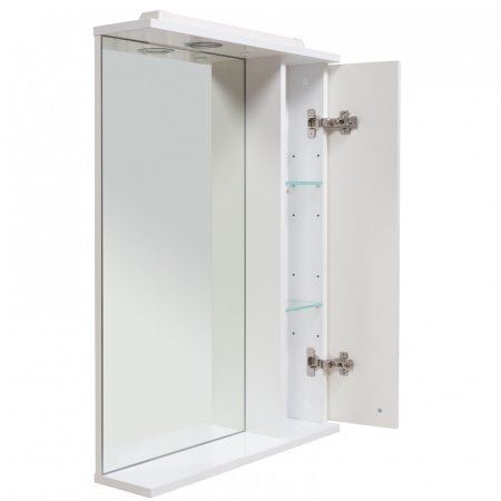 Зеркальный шкаф Rush Crete 75 со светильником Белый глянец