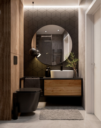 Унитаз подвесной безободковый AQUAme AQM2001MB черный матовый, с сиденьем микролифт