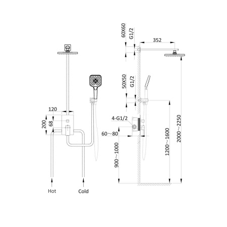 Встраиваемая душевая система со смесителем Vincea Next VSFW-1N1CH хром