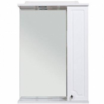 Зеркальный шкаф Rush Crete 60 со светильником Белый глянец