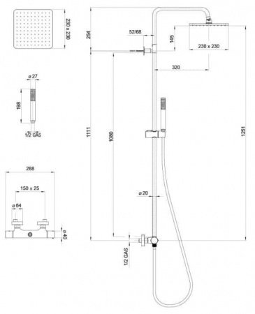 Душевая стойка с термостатом Bossini Cosmo L10103.030 хром