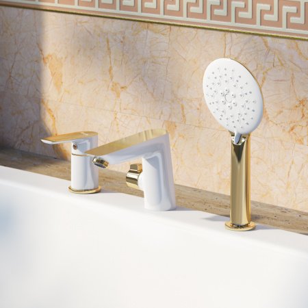 Смеситель для ванны с душем IDDIS Cloud CLOWG30i07 белый глянцевый/золото