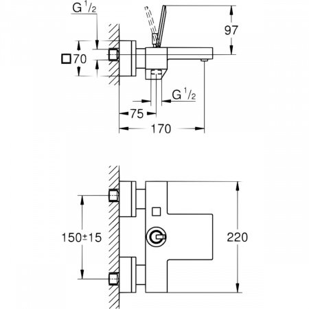 Смеситель для ванны Grohe Eurocube Joy 23666000 хром
