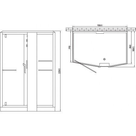 Душевая кабина Orans 89102RB 150x100x220 профиль черный, стекло прозрачное