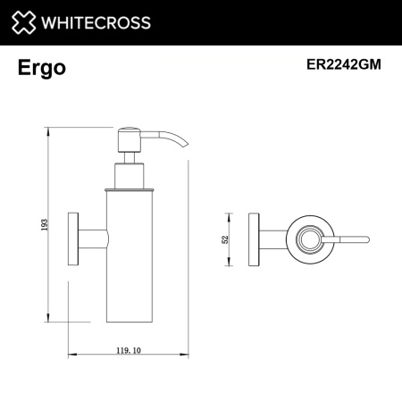 Дозатор для жидкого мыла подвесной WHITECROSS Ergo ER2242GM (оружейная сталь)
