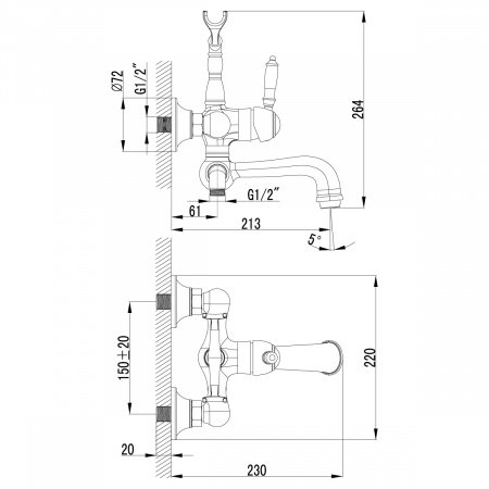 Смеситель для ванны с душем Lemark Villa LM4812B бронза