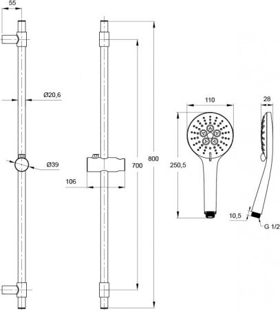 Душевой гарнитур Iddis Torr TOR3F00i16 Хром