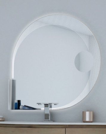 Зеркало Cezares 90 с увеличительным зеркалом и со встроенной LED подсветкой со LED подсветкой