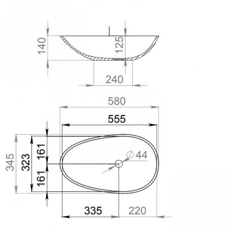 Раковина накладная 58см Salini Callista 1101101G белый