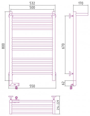 Полотенцесушитель электрический Сунержа Богема с полкой 2.0 80х50 белый матовый, подключение правое