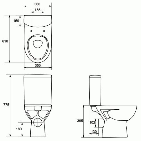 Унитаз напольный Cersanit PARVA S-KO-PA011-3/6-COn-DL-w белый, с сиденьем микролифт
